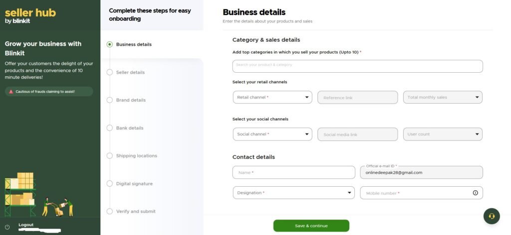 how to sell products on Blinkit