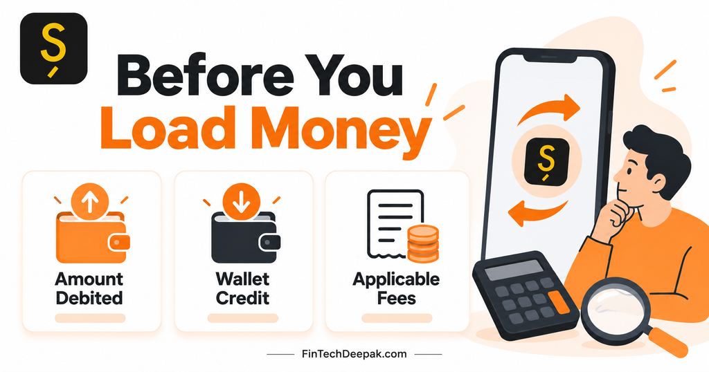 GoSats loading checklist comparing amount debited, wallet credit and applicable fees
