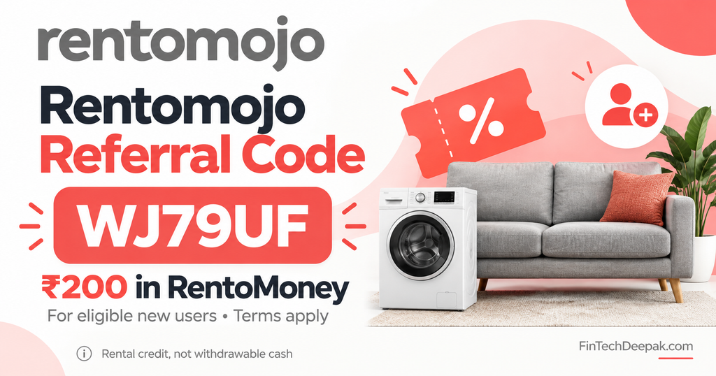 Rentomojo referral code WJ79UF with ₹200 RentoMoney offer for eligible new users