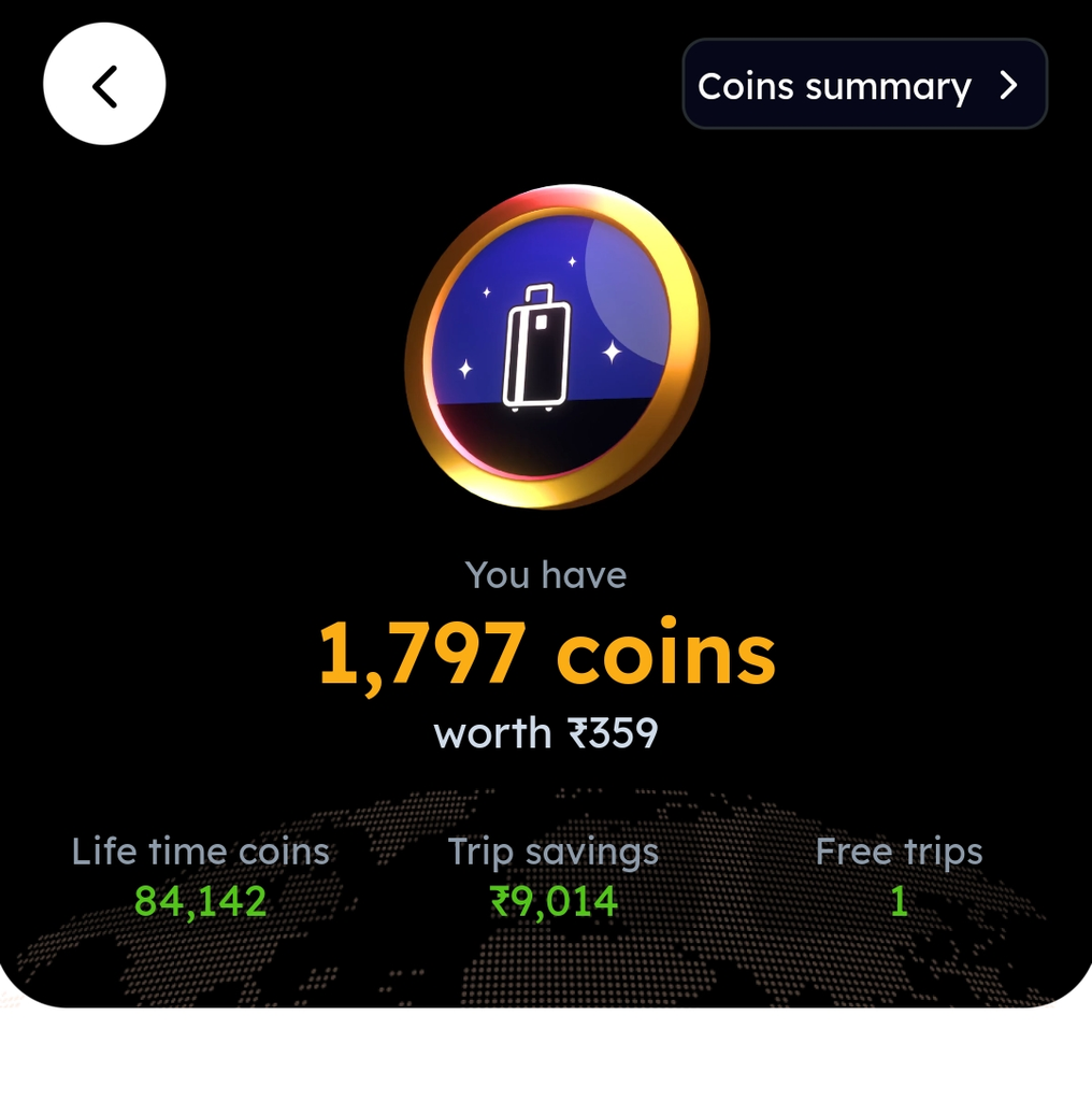 Scapia coins value in rupees showing 5 coins equal ₹1 and 84,142 lifetime coins